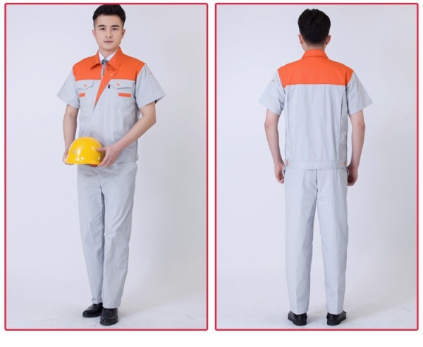 夏季短袖工作服相拼套装